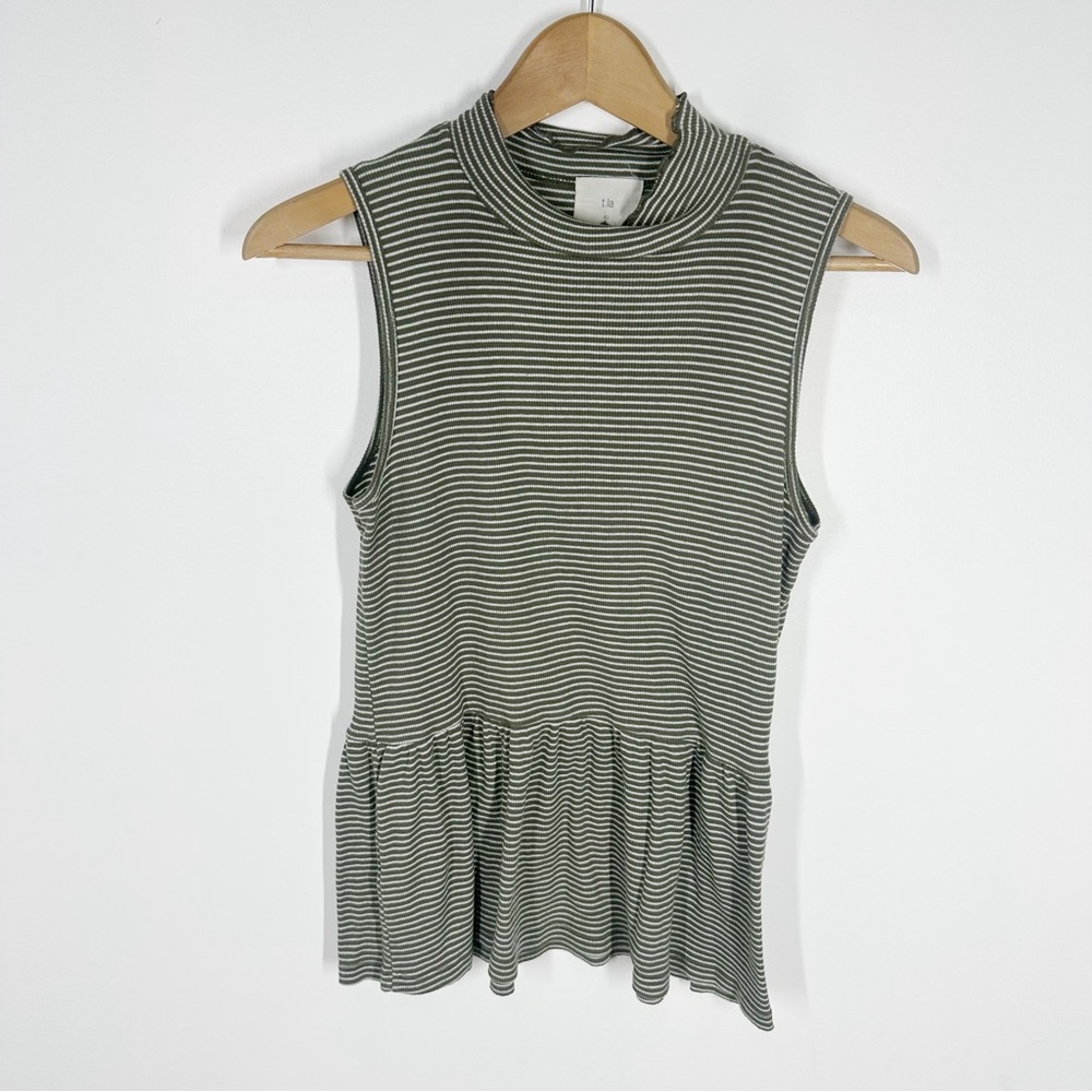 Anthropologie T.La Striped Peplum Tank Top Small - Picture 2 of 5